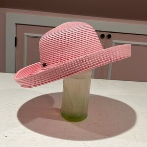 Pink Sun N Sand straw-like, Paper Braid, Summer Hat with Turned-Up Brim
